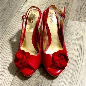 Red sling back heels/sandals